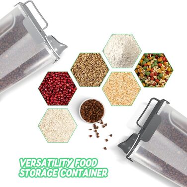 Контейнери для корму для собак, велика воронка, 2.3 кг, пластик, з 4 герметичними закриттями, 1 мірний стакан та ручка, легко миються та переносяться, 2 шт, світло-сірий + темно-сірий