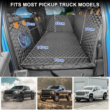 Накидка на сидіння автомобіля для собак JOEJOY, 147 x 73 см, чорна, водовідштовхувальна, захист від подряпин, з кріпленням для безпеки