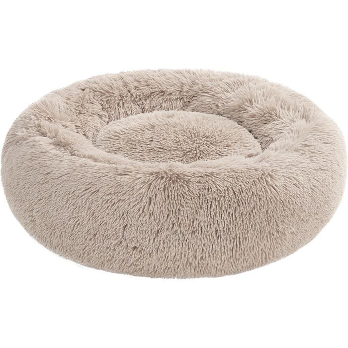 Ліжко для собак та котів Juicy Couture Devon, кругла, штучне хутро, велике, тауп/коричневе, 71x71x25 см
