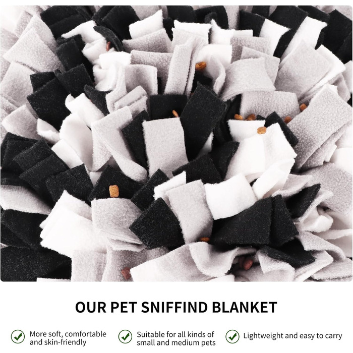 Килимок для нюхання собак IEUUMLER IE075 (45x45 см, чорний+сірий+білий) - тренувальний килимок для собак та котів