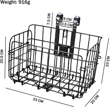 Складаний велосипедний кошик на кермо - передній кошик для велосипеда, дротяна сітка, знімна, для передньої/задньої частини, нержавіюча сталь, для студентів/альпіністів, чорний