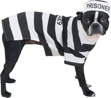 Костюм для собаки 'Prison Pooch', розмір XX-Large (XXL), обхват шиї 10 дюймів, обхват грудей 16 дюймів, довжина спини 12 дюймів