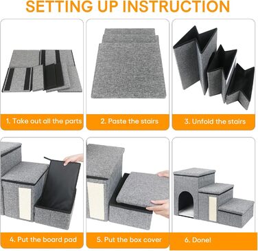 Сходинки для собак Petizer: регульована, складана, з коробкою для зберігання, для маленьких собак, кошенят та тварин