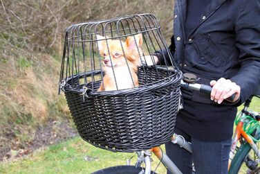 Корзина для собак TRIXIE на велосипед, до 5 кг, 50x41x35 см - плетена корзина для велосипеда на кермо, з штучним плетінням, пластикова сітка, 2818