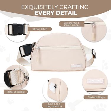 Сумка для дресирування собак Leckerlibeutel, кремового кольору, з контейнером для відходів та тримачем пакетів