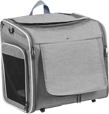 Клітка-переноска для тварин на велосипед Asixxsix, розширювана, складна, для собак та котів до 8 кг (сіра)