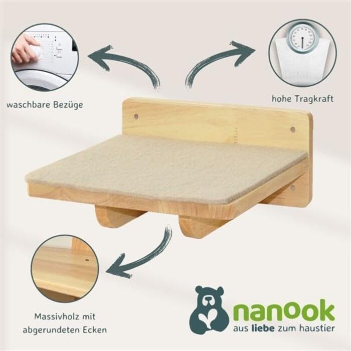Стіна для лазіння котів nanook XL – набір із 3 сходинок, настінний когтеточка для котів, сходи для лазіння, дерев'яний комплекс