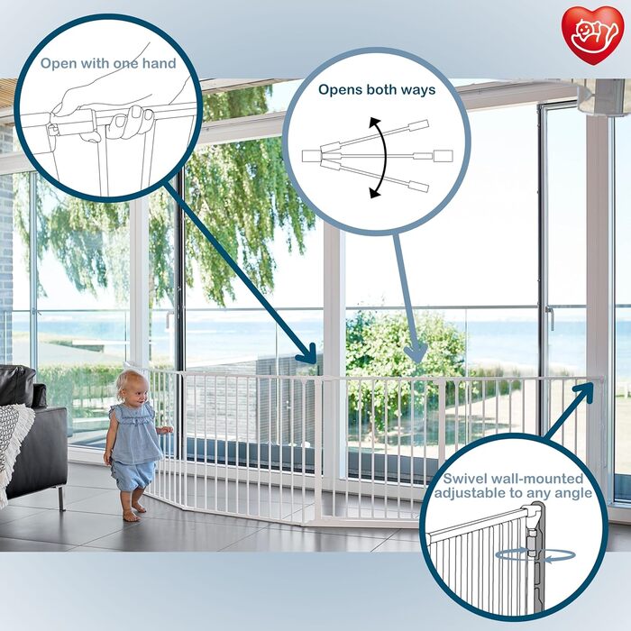 BabyDan Flex XXL, захисне ворота для каміну та сходів, 90-350 см, чорний колір, виробництво Данія