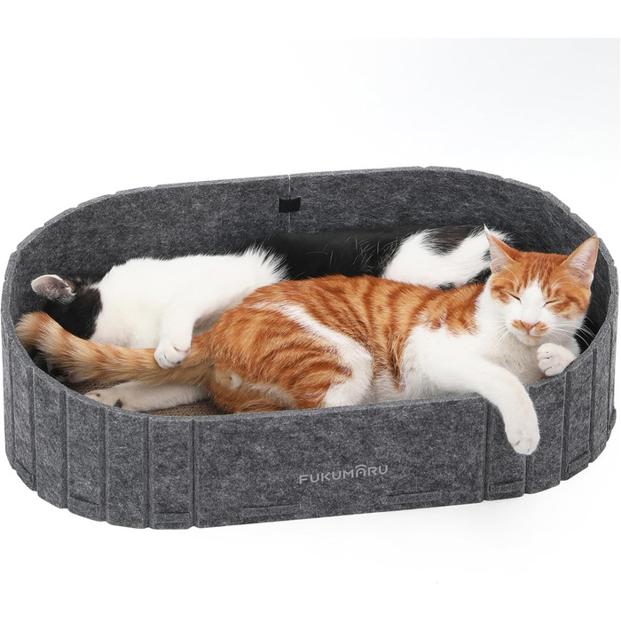 Кразборт для котів FUKUMARU, 61 см, крафтовий, у формі дивану, з круглими накладками, сірий