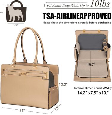 Сумка-переноска для собак та котів 2-в-1, стильна, з м'якими боковинами, для подорожей, складна, для цуценят та маленьких тварин (чорний + коричневий, 38,1 см x 19,1 см x 15 см)