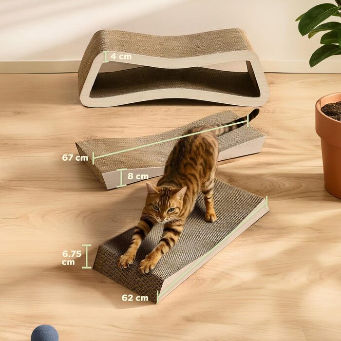 Кігтеточка для котів 3 шт. XXL 75 см - Міцний картон для догляду за кігтями - До 2 років використання - Економія місця - Захист диванів та меблів (Mountain) (Білий)