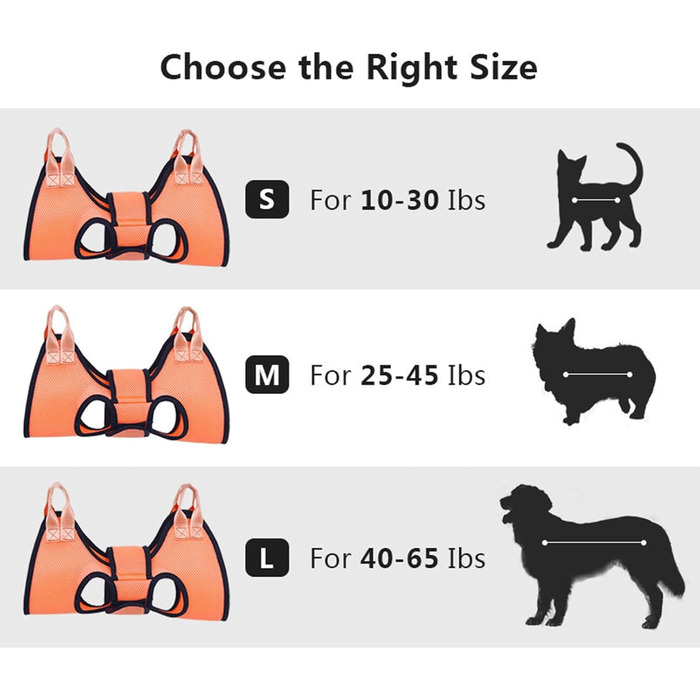 Гамак для собак та котів Nybhyjka для підстригання кігтів, зручна шлейка, аксесуар для грумінгу, догляд вдома та в клініці (Помаранчевий, Small)