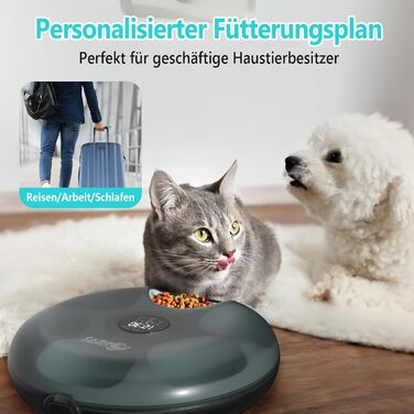 Ownpets Автоматична годівниця для котів і малих собак на 6 порцій, для вологого та сухого корму, з 2 охолоджувачами, програмований автогодівник
