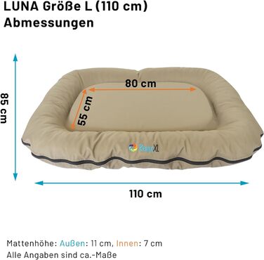 Ортопедичне собаче ліжко для вулиці Luna: 70x55 см, 60°C, Vicochaum, стійке до подряпин, для маленьких собак (L, Бежевий)