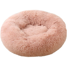 М'яке кругле ліжко для собак та котів Lukery з плюшу, зручне доунат-ліжко, ліжко з плюшу для маленьких, середніх та великих тварин (110см, шкіра рожева)