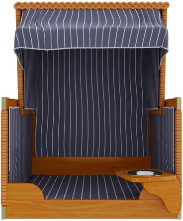 Клітка-лежанка для собак Outgarden з дерева, з водою/мискою та захисним чохлом, чорна з синьо-білими вставками, для малих собак