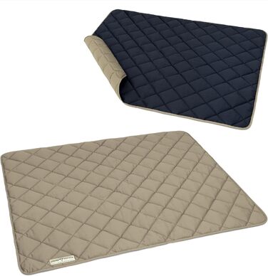 Екологічний килимок для собак HOUND & NATURE Davos XL 120x100 см, м'який та гігієнічний лежак для великих собак, праний, міцний, стійкий до зносу, тауп/синій