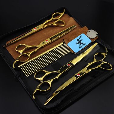 Набір професійних ножиць для грумінгу тварин Hämatit: ножиці, гребінець, серветка