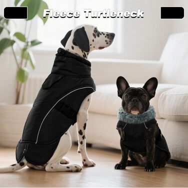 Зимовий теплий плащ для великих собак - вітронепроникний, світловідбиваючий, з флісовою підкладкою для Голден Ретрівера (Чорний, XXXL)