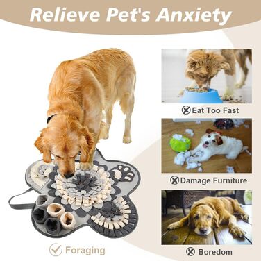 Килимок для собак з пошуком їжі, інтерактивна іграшка-килимок, 60x60 см, сірий