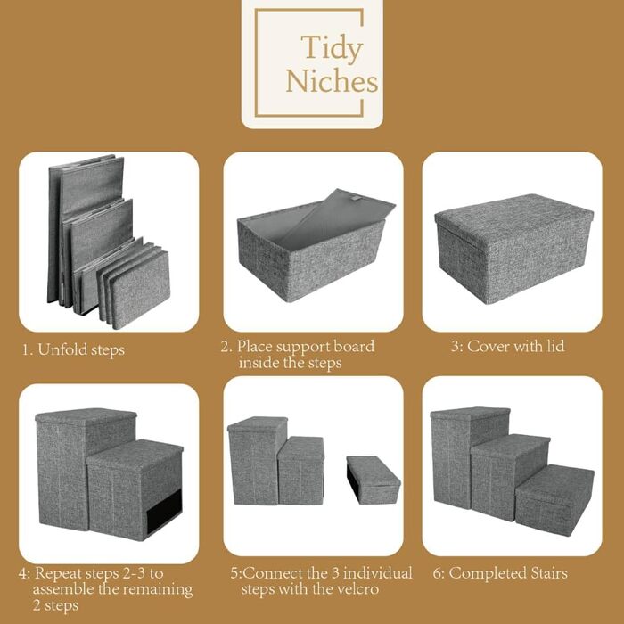 Сходи для собак TIDY NICHES з місцем для зберігання, складні, регульовані, для маленьких собак і цуценят, для ліжка, дивану, легкі, портативні, для дому