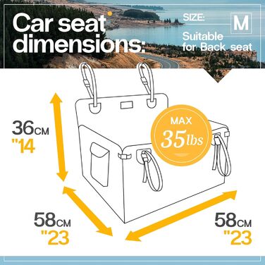 PETPROVED Клітка-кошик для собак у машину - Водонепроникний, середній розмір, 21 кг, 58x58x36 см