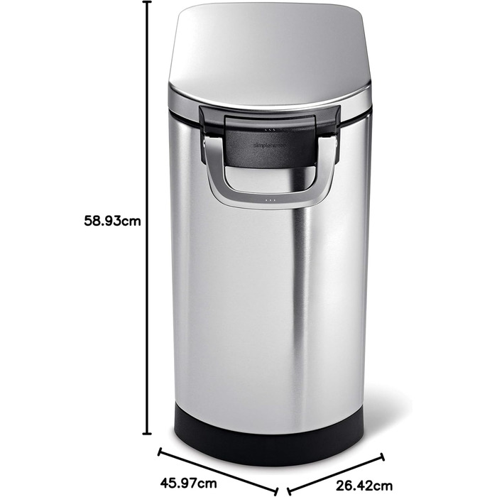 Контейнер для корму simplehuman CW1886 25 л, нержавіюча сталь, герметичний, для зберігання сухого корму для собак і котів, 12 кг, 10 років гарантії