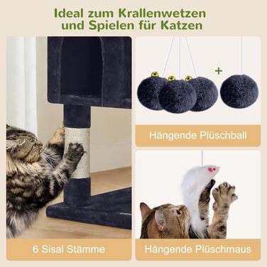 Комплекс для котів Globlazer XXL (209 см) з сірими платформами, будиночками та іграшками для 3-5 котів