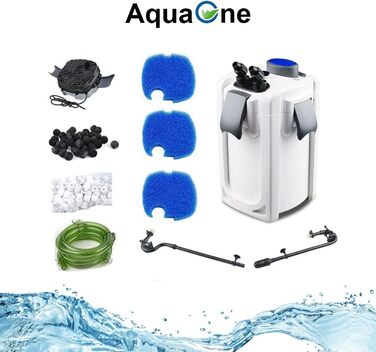 Зовнішній акваріумний фільтр AquaOne HW-704A 2000 л/год для акваріумів до 1000 л, з фільтруючими матеріалами, для прісної та морської води