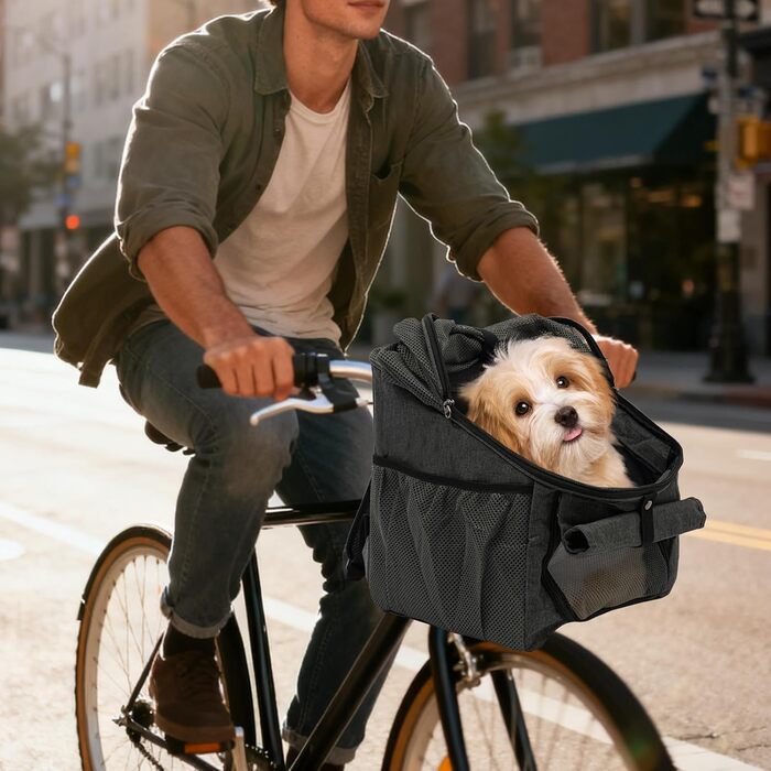 Корзина для собак на велосипед 2-в-1, сіра: зручна та безпечна переноска для тварин