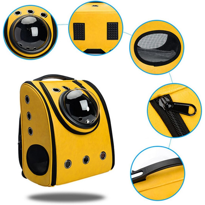 Рюкзак для тварин FOKOM, рюкзак-переноска для собак, котів, кроликів (32 x 29 x 42 см, жовтий)