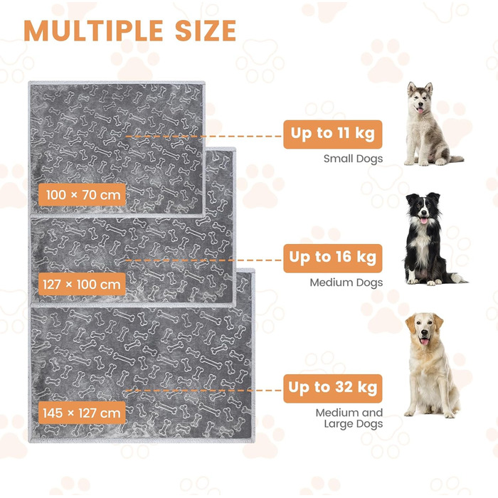 Водонепроникний коврик для собак PETTOM, 145 x 127 см, фліс Sherpa, захист дивану, миється, двосторонній, сірий