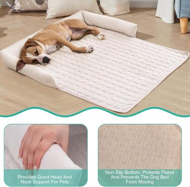 OKYUK Преміум лежанка для собак - захист дивану для тварин, ручної роботи та пральна подушка для собак, пухка підстилка для собак всіх розмірів (75 x 75 см) (90 x 90 x 10 см, Kord Бежевий)