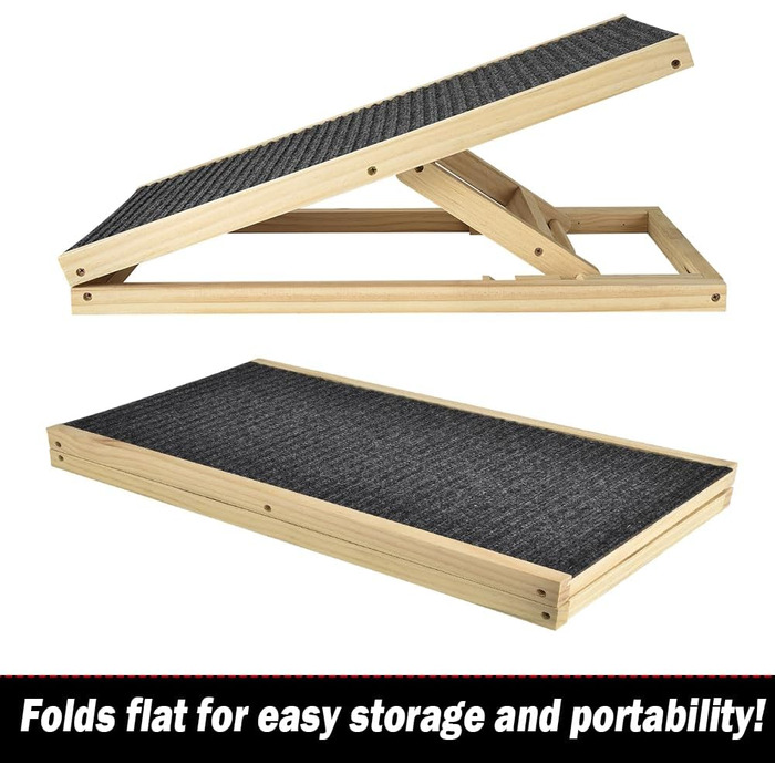 Сходинки для собак, складані, 100 см, регульована висота, дерев'яна рампа для собак, для дивана, авто, ліжка, з антиковзким покриттям