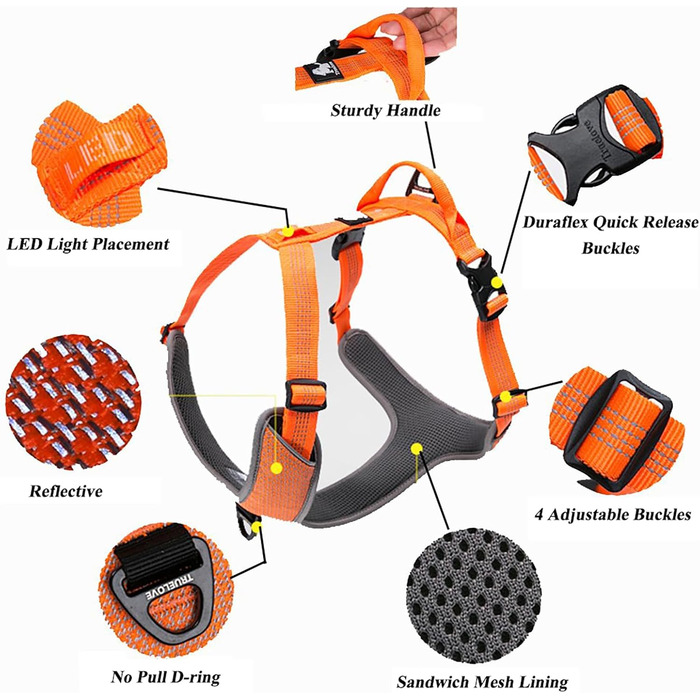 Шлейка для собак TLH6071, світловідбиваюча, регульована, без натягу, міцна, для авто, подорожей та активного відпочинку (S, неоновий жовтий)