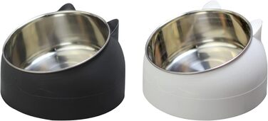 Набір з 2 мисок для котів з нержавіючої сталі, 200 мл (чорний + білий)