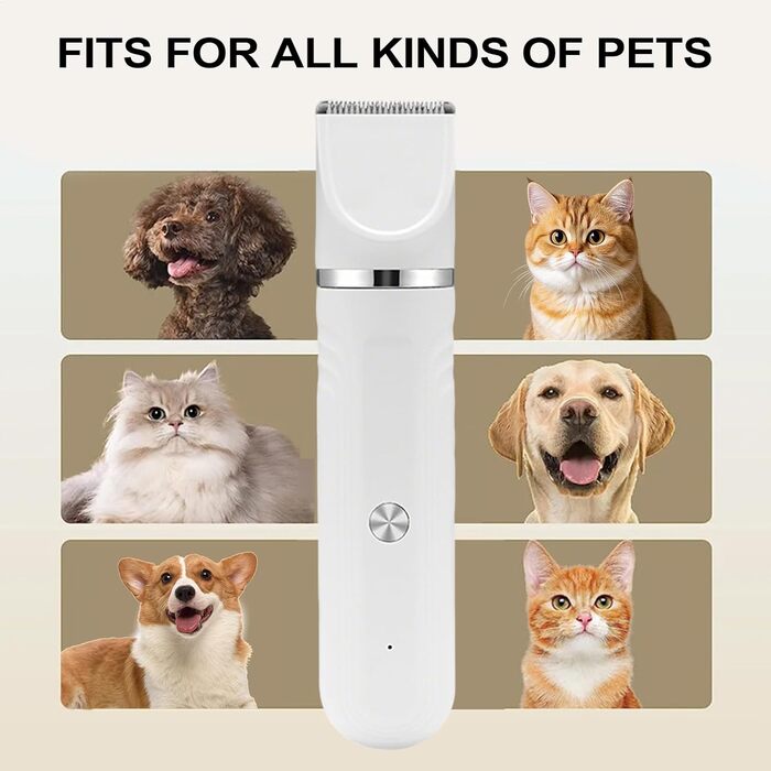 Набір для догляду за домашніми тваринами: тример, ножиці, щітка, інструменти для грумінгу собак та котів | Білий