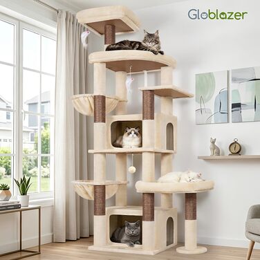 Комплекс для котів Globlazer Beige XXL 192 см для великих котів: дряпка-стовпчик з печерами та платформами