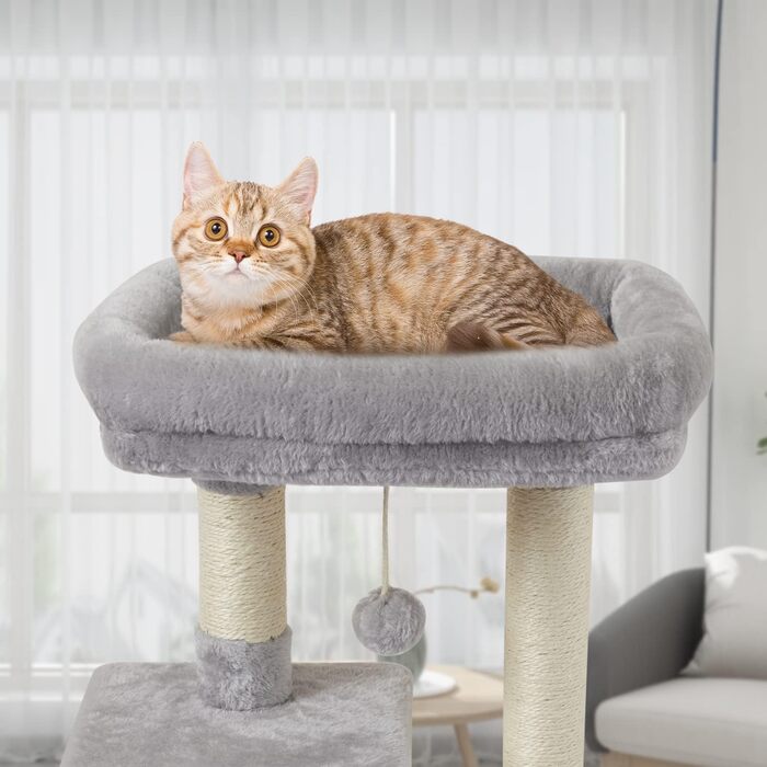 Котячий ігровий комплекс FISH&NAP сірий, будиночок, когтеточка з сизалю, стрибкова платформа, меблі для котів, для дому