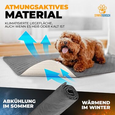 Водонепроникний килимок для собак - міцний килимок для захисту дивану та ліжка - нековзкий килимок для собак, підходить для великих собак - можна прати в пральній машині - 100 x 80 см - сірий