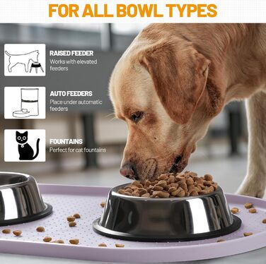 Водонепроникний силіконовий килимок для годівлі тварин Hubulk з високим бортиком, для собак та котів, захист від розливу, розмір 48.3 x 19 дюймів
