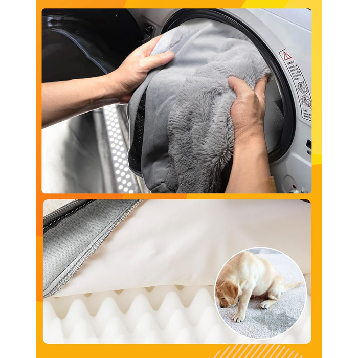 Ортопедичне ліжко для собак Sytopia, великих порід, 107x76x10 см, сіре. Знімна водонепроникна наволочка, антиковзаюча підкладка, міцна матрацна поверхня.