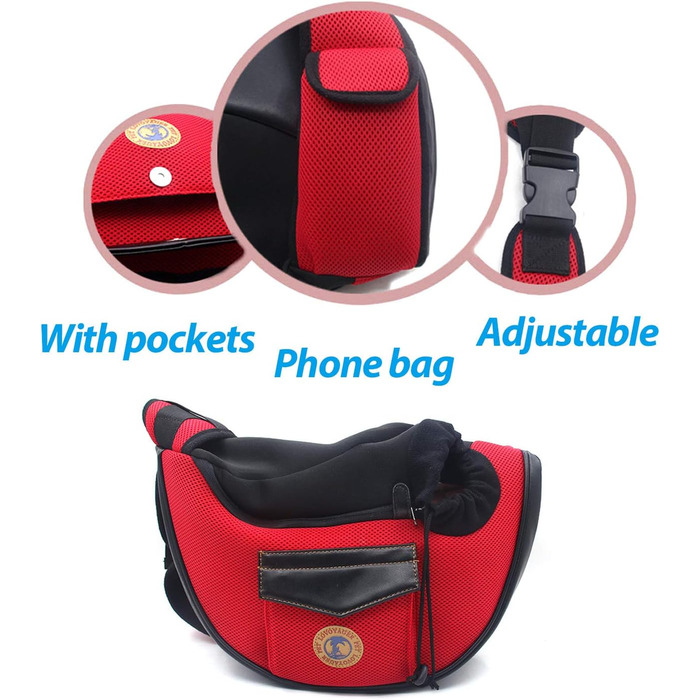 PETCUTE Сумка-переноска для собак, для маленьких собак, переноска для цуценят, дихаюча сітка, транспортна сумка, 9 кг, червона