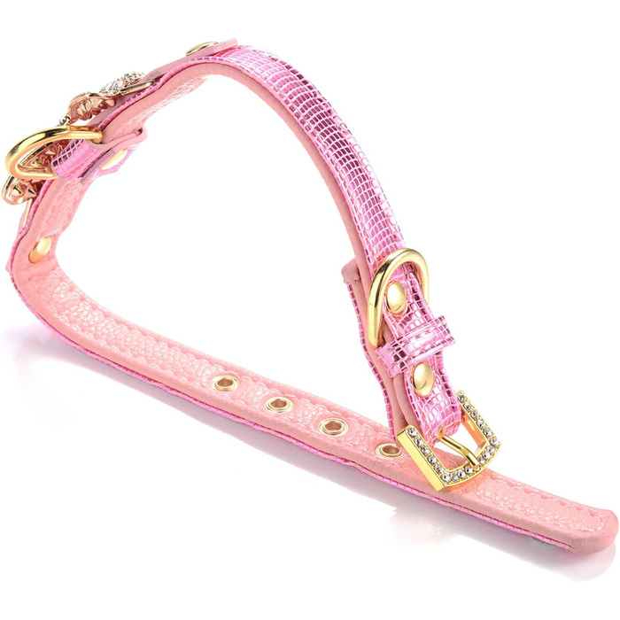 LOVPE: Рожеве шкіряне ошийник з кільцем для маленьких собак/кішок, регульований, розмір XS, рожевий (упаковка 1)