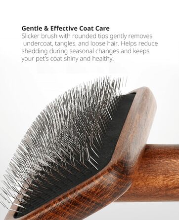 Щітка для собак та котів Holz: Slicker, знімач підшерстка, проти ковтунів, з нержавіючою сталлю, ергономічна ручка