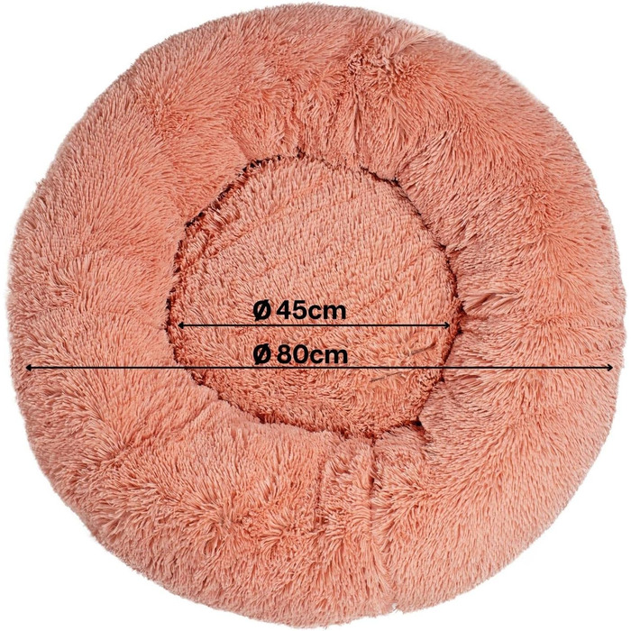 Кругле ліжко для собак та котів Lionto, Ø 60 см, рожеве, м'яке, з плюшу, з товстою наповнювачем, 80x80x24 см