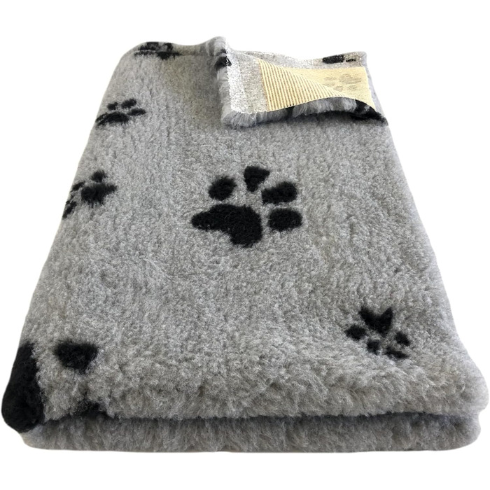Килимок для собак Elropet Vetbed: преміум якість, 22 мм, для малих та великих собак. Розміри: S/M/L (100x80 см). Колір: світло-сірий з чорною лапкою.