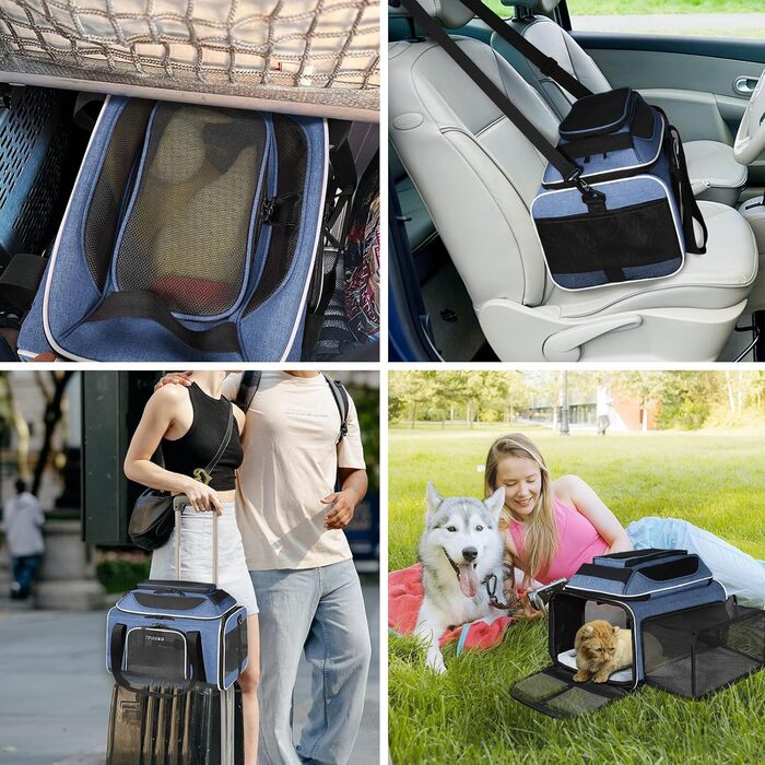 Трансформер-переноска для котів та собак, блакитна, 43.2 x 27.9 x 24.1 см, сумісна з Alaska Airlines
