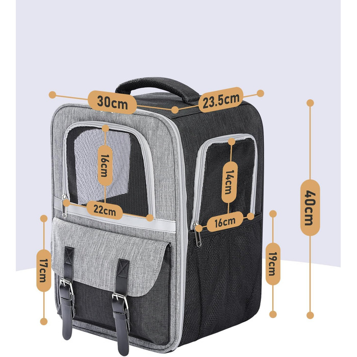 Рюкзак для тварин: переноска для котів та собак до 7 кг, сірий колір