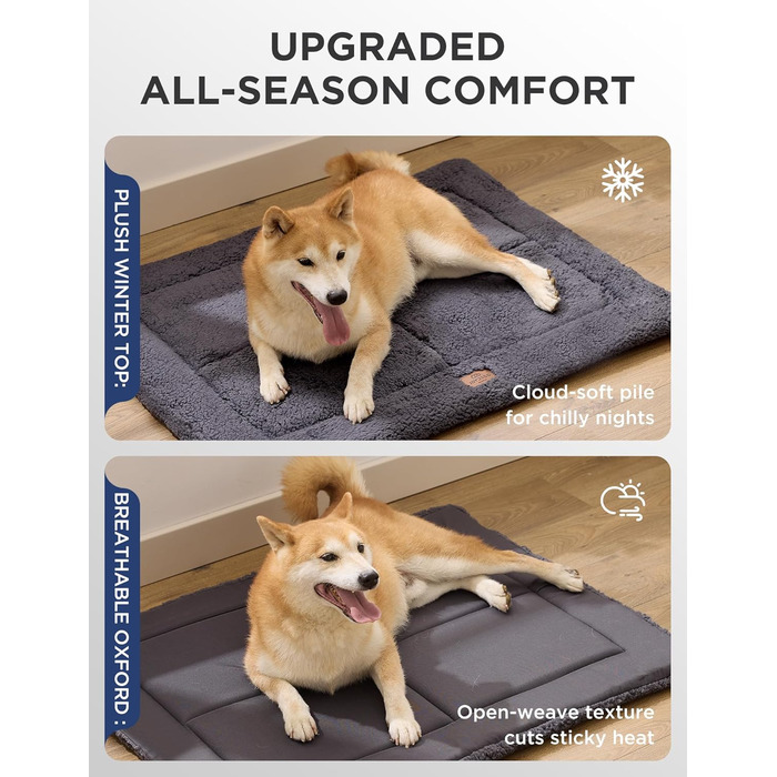 Килимок для собак Joydeco 74x53 см - двосторонній, з флісу, для переносок та кліток. Підходить для середніх та маленьких собак. Темно-сірий колір